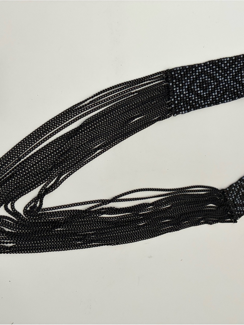 Elegant Black Beaded Fringe Necklace - Picture 3 of 4